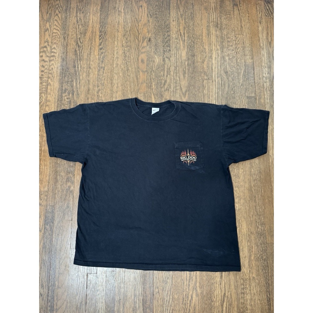 Big Dog Motorcycles T-Shirt 2XL Black Anvil Pocket Tee Biker Graphic Back Print